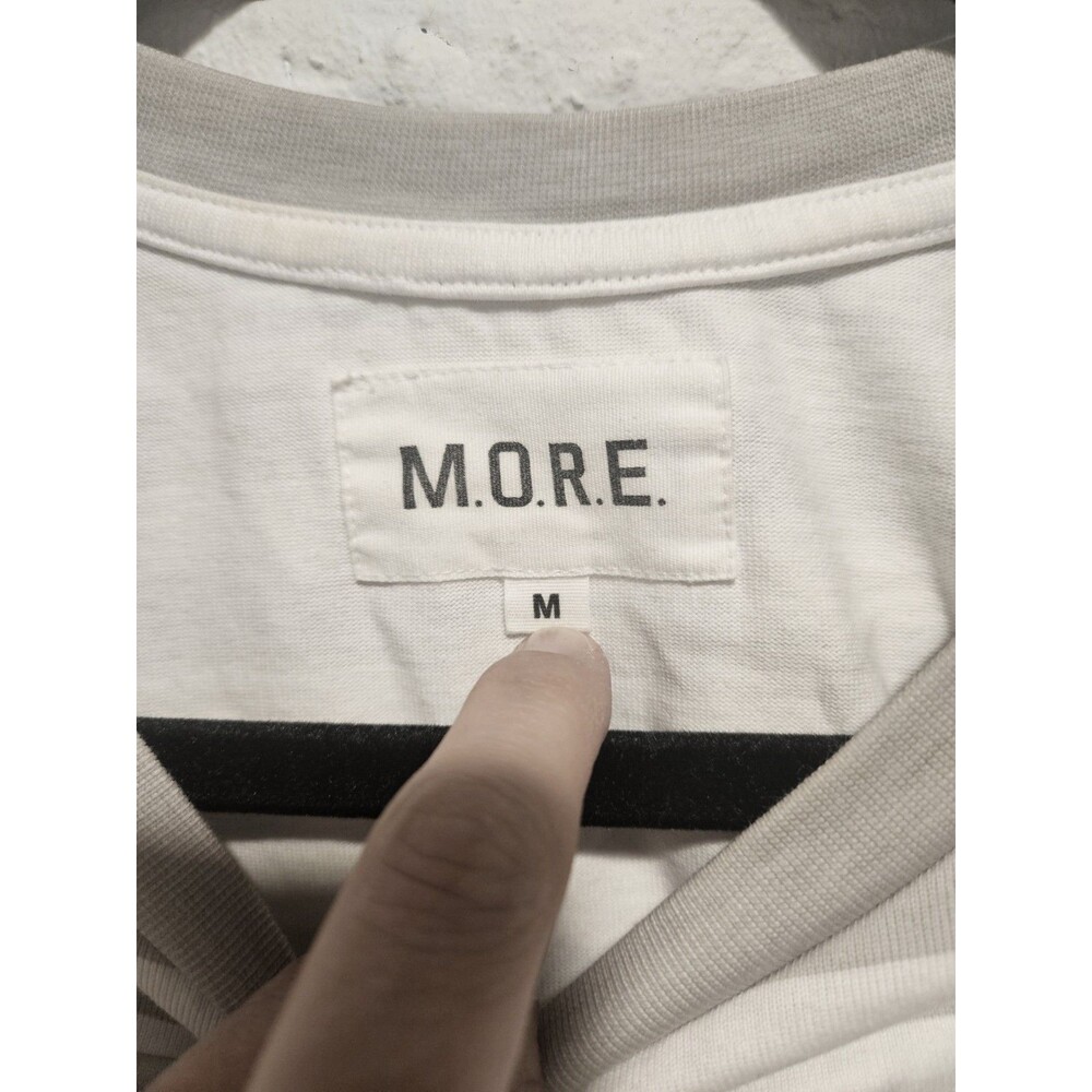 M.O.R.E. Striped Gray White Long Sleeve Fisherman French Classic Shirt, Size M - Picture 4 of 6